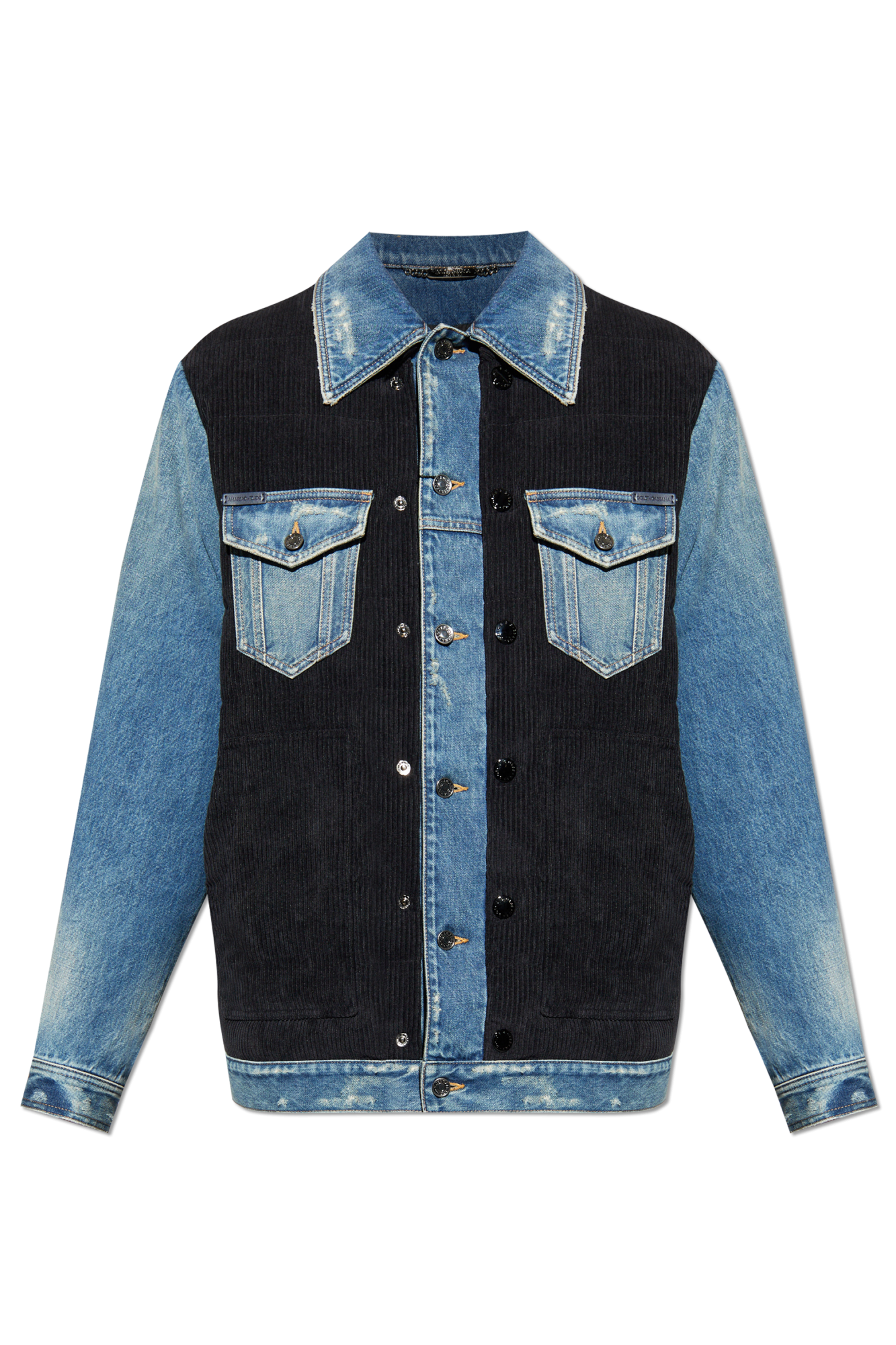 Black Denim jacket with corduroy inserts Dolce & Gabbana